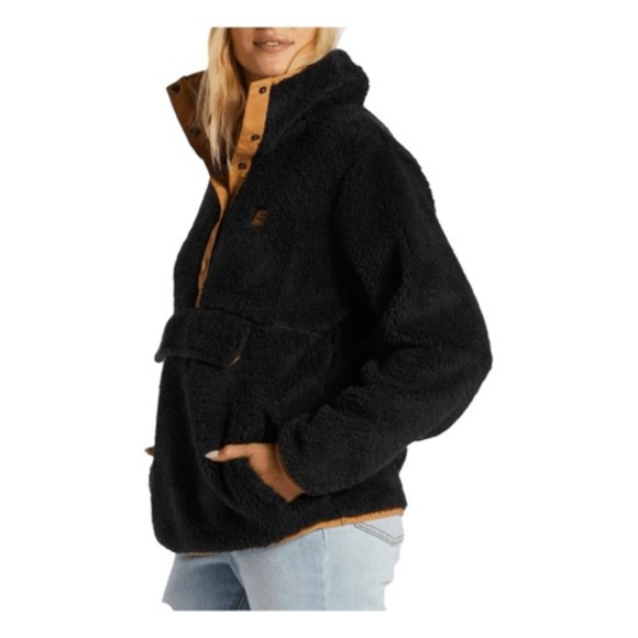 Billabong Switchback Mock Neck Fleece Pullover Sweatshirt Jacket Black Brown Tri - Picture 3 of 16